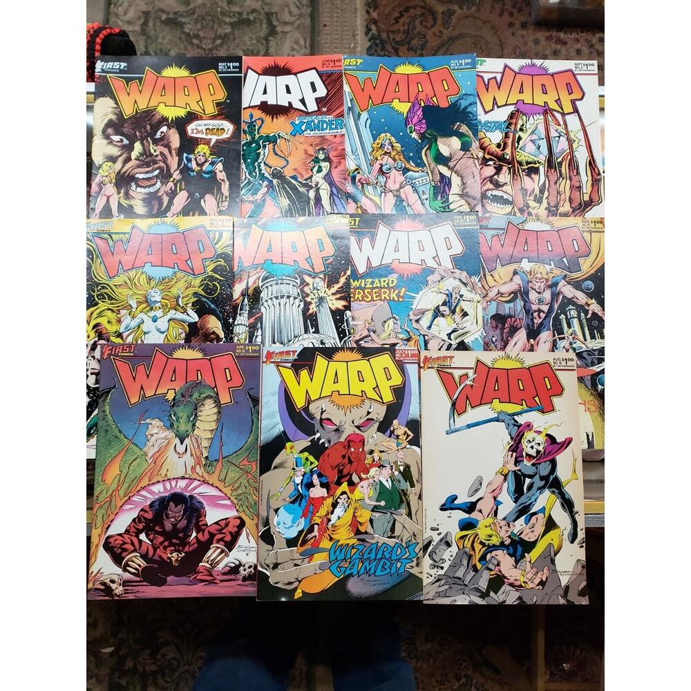 WARP. First Comics, Lot Of 11 Books. #3, 4, 5, 6, 8, 9, 10, 11, 12, 14 & 15. VG